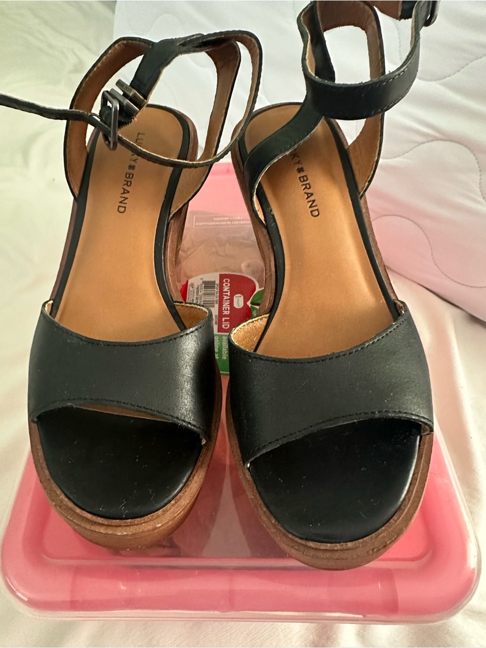 Lucky Brand - Classic Black Leather Platform Sandals
